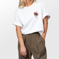 O.Slow T-shirt En Coton Bio - Flower -Thinking Mu Soldes WHITE JUNGLE PORTE