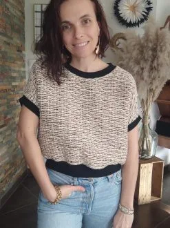 Carlotta Top Matière Upcyclée - Rock -Thinking Mu Soldes ZOOM ROCK NATUREL