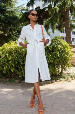 BAGARREUSE Robe Coton Upcyclé - Tilda Blanche