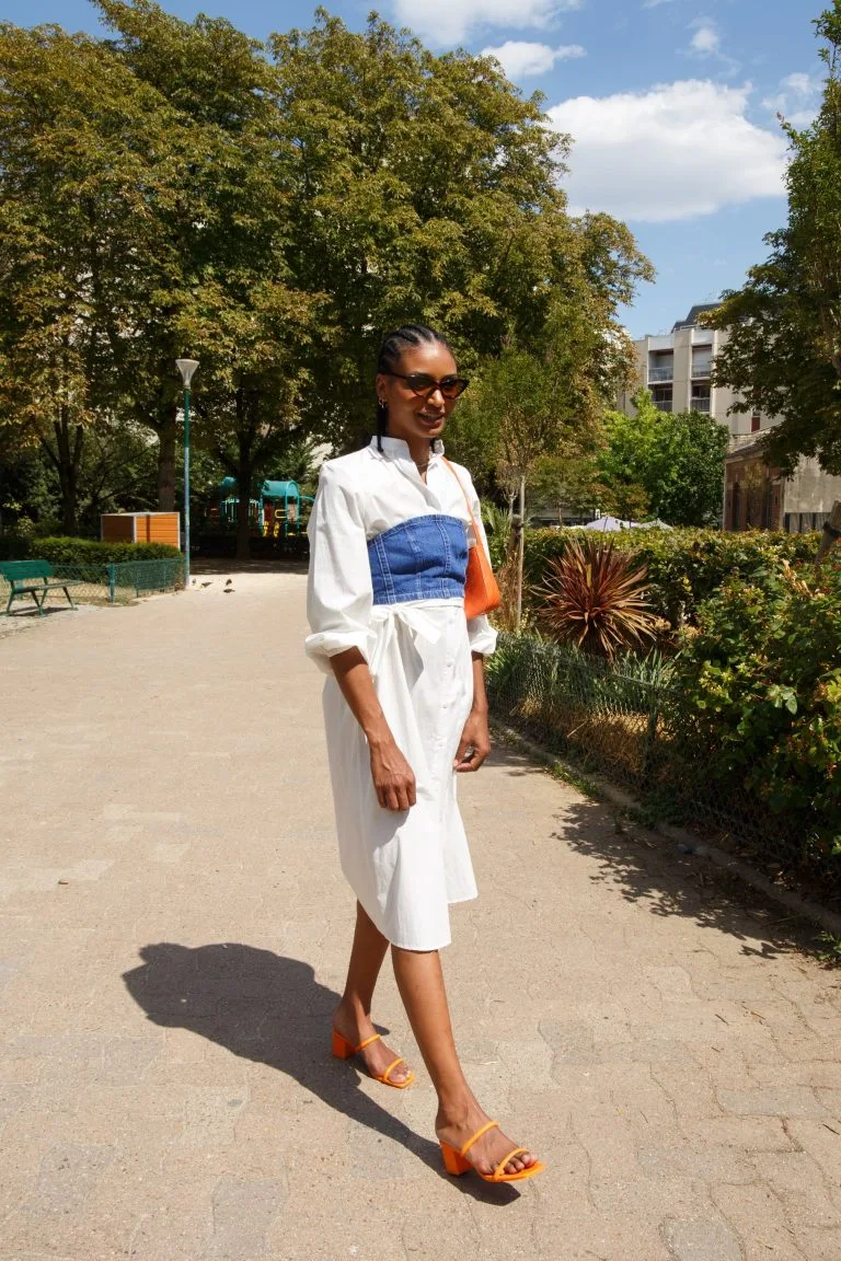 BAGARREUSE Robe Coton Upcyclé - Tilda Blanche 4 BAGARREUSE Robe Coton Upcyclé - Tilda Blanche – Image 2