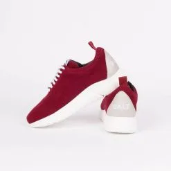 Balt Baskets Rouges En Fibres Recyclées - Knit Restart -Thinking Mu Soldes balt knit restart sneakers burgundy 1