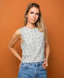 April & C Top Coton Biologique - Till -Thinking Mu Soldes crop top fleuri liberty ouvert sur les cotes fabrique en france 100 coton biologique gots marque francaise