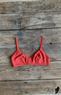 Ejwé Soutien-gorge En Coton Biologique - Flore -Thinking Mu Soldes ejwe lingerie flore rouge 2