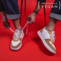 ME.LAND Baskets Curry En Fibres Recyclées - Evan -Thinking Mu Soldes evan vegan sneaker in white and curry recycled nylon 305160