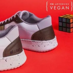 ME.LAND Baskets Khaki En Fibres Recyclées - Evan -Thinking Mu Soldes evan vegan sneaker in white and khaki recycled nylon 121636