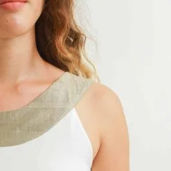 Muudana Top Coton Upcyclé - Apsara -Thinking Mu Soldes mode ethique femme top soie coton blanc detail