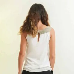 Muudana Top Coton Upcyclé - Apsara -Thinking Mu Soldes mode ethique femme top soie coton blanc dos