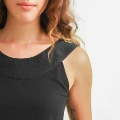 Muudana Top Coton Upcyclé - Apsara -Thinking Mu Soldes mode ethique femme top soie coton noir detail