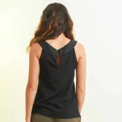 Muudana Top Coton Upcyclé - Apsara -Thinking Mu Soldes mode ethique femme top soie coton noir dos
