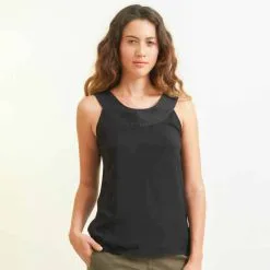 Muudana Top Coton Upcyclé - Apsara -Thinking Mu Soldes mode ethique femme top soie coton noir face