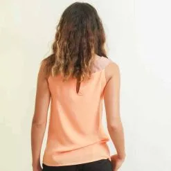 Muudana Top Coton Upcyclé - Apsara -Thinking Mu Soldes mode ethique femme top soie coton peche dos