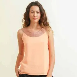 Muudana Top Coton Upcyclé - Apsara -Thinking Mu Soldes mode ethique femme top soie coton peche face