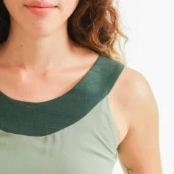 Muudana Top Coton Upcyclé - Apsara -Thinking Mu Soldes mode ethique femme top soie coton vert detail