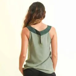 Muudana Top Coton Upcyclé - Apsara -Thinking Mu Soldes mode ethique femme top soie coton vert dos