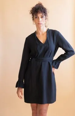 Avani Robe Tencel® - Henne -Thinking Mu Soldes robe ample noire bio