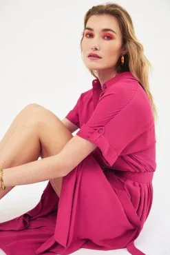 17H10 Robe Lenzing® Ecovero® - Nairobi -Thinking Mu Soldes robe nairobi framboise robe 17h10 380227