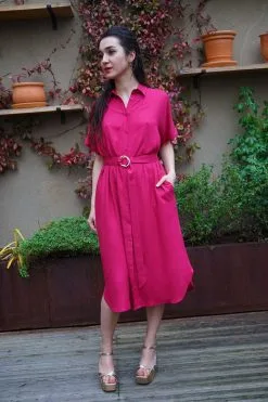 17H10 Robe Lenzing® Ecovero® - Nairobi -Thinking Mu Soldes robe nairobi framboise robe 17h10 954772