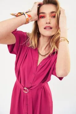 17H10 Robe Lenzing® Ecovero® - Nairobi -Thinking Mu Soldes robe nairobi framboise robe 17h10 978833