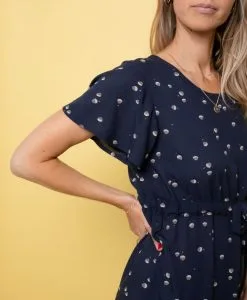 April & C Robe Courte Lenzing® Ecovero® - Cyrielle 8 April & C Robe Courte Lenzing® Ecovero® - Cyrielle -Thinking Mu Soldes robe patineuse bleu marine imprimee made in france viscose ecovero