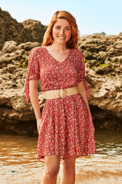 Les Sirènes Robe En Ecovero - Patineuse 15 Les Sirènes Robe En Ecovero - Patineuse -Thinking Mu Soldes robecourte terrocotta ceinture dvt