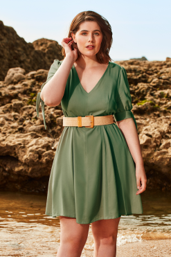 Les Sirènes Robe En Ecovero - Patineuse 16 Les Sirènes Robe En Ecovero - Patineuse -Thinking Mu Soldes robecourte vert ceinture dvt T42