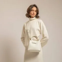 Carmen & Simone Sac à Main Cuir De Pomme - Simone -Thinking Mu Soldes simone blanc face