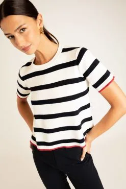 17H10 T-shirt Marinière Coton Biologique -Thinking Mu Soldes t shirt coton mariniere deauville top 17h10 206169