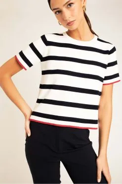 17H10 T-shirt Marinière Coton Biologique -Thinking Mu Soldes t shirt coton mariniere deauville top 17h10 420019