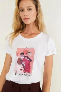 17H10 T-shirt Coton Biologique - L'Amoureuse -Thinking Mu Soldes t shirt tarot lamoureuse top 17h10 585080