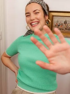 Au Juste Top Coton Biologique - Grace -Thinking Mu Soldes top coton pet recycle grace menthe 4 1