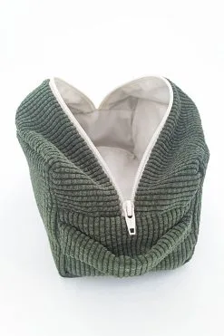 Homonoia Trousse De Toilette Upcyclée -Thinking Mu Soldes troussedetoiletteveloursvert4