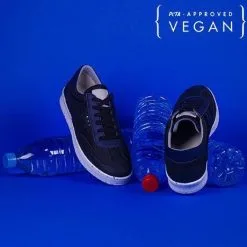 ME.LAND Baskets Noires Nylon Recyclé - Vivace -Thinking Mu Soldes vivace black and navy vegan sneaker 151298