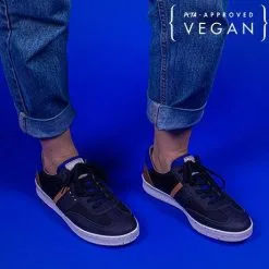 ME.LAND Baskets Bleu Marine Nylon Recyclé - Vivace -Thinking Mu Soldes vivace navy blue and cognac vegan sneaker 255839