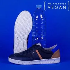 ME.LAND Baskets Bleu Marine Nylon Recyclé - Vivace -Thinking Mu Soldes vivace navy blue and cognac vegan sneaker 827237