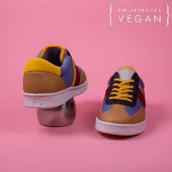 ME.LAND Baskets Cognac Nylon Recyclé - Vivace 10 ME.LAND Baskets Cognac Nylon Recyclé - Vivace -Thinking Mu Soldes vivace vegan sneaker in cognac blue jean and yellow recycled nylon 148633