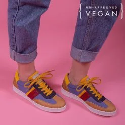ME.LAND Baskets Cognac Nylon Recyclé - Vivace 11 ME.LAND Baskets Cognac Nylon Recyclé - Vivace -Thinking Mu Soldes vivace vegan sneaker in cognac blue jean and yellow recycled nylon 352485