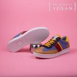 ME.LAND Baskets Cognac Nylon Recyclé - Vivace 13 ME.LAND Baskets Cognac Nylon Recyclé - Vivace -Thinking Mu Soldes vivace vegan sneaker in cognac blue jean and yellow recycled nylon 813134