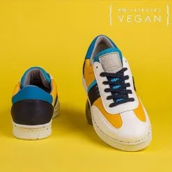 ME.LAND Baskets En Fibres Recyclées - Vivace -Thinking Mu Soldes vivace vegan sneaker in yellow blue and white recycled nylon 419403