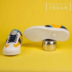 ME.LAND Baskets En Fibres Recyclées - Vivace -Thinking Mu Soldes vivace vegan sneaker in yellow blue and white recycled nylon 841100