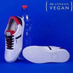 ME.LAND Baskets Blanches Nylon Recyclé - Vivace -Thinking Mu Soldes vivace white black and red vegan sneaker 285559